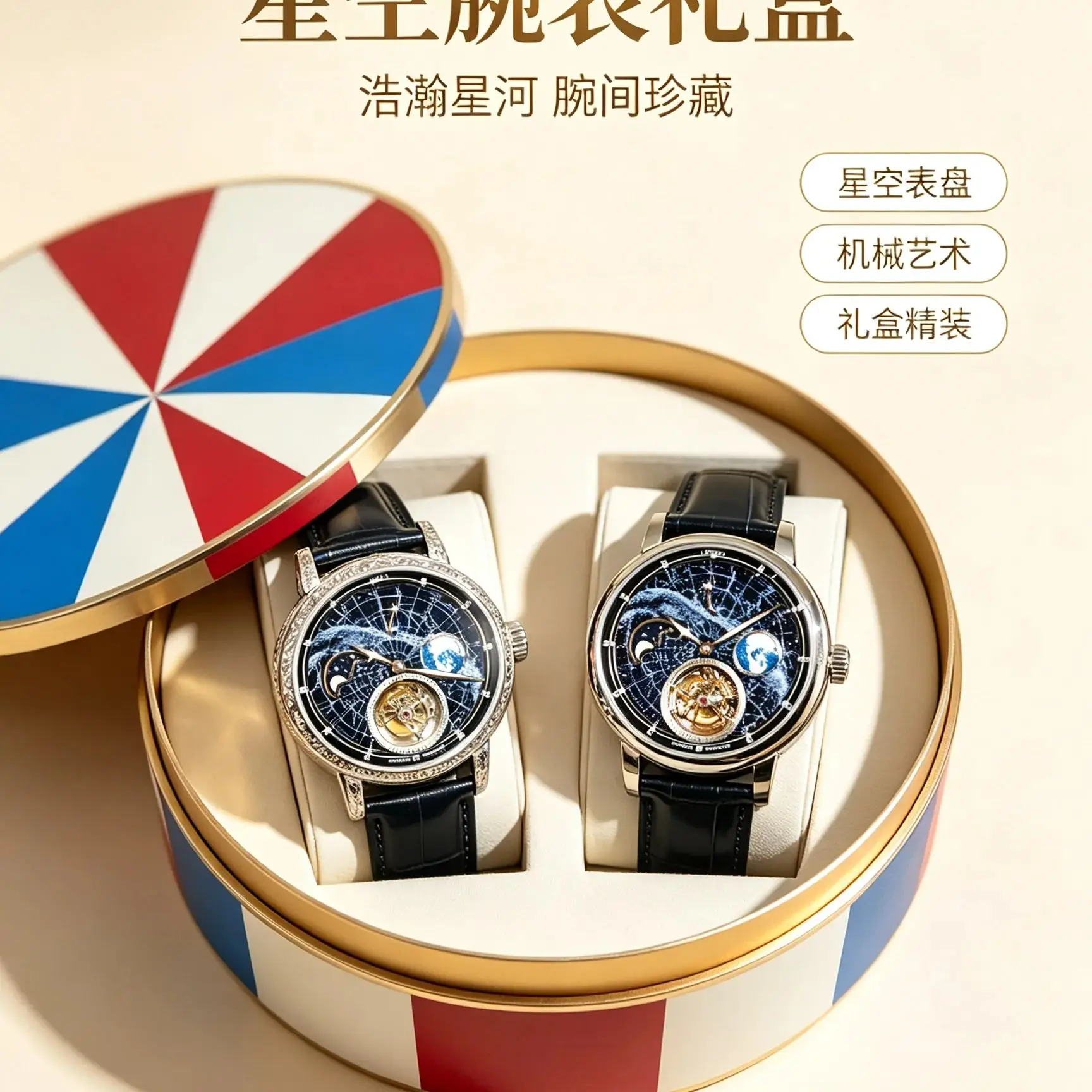 1998 Watch Custom Fashion Niche Starry Sky Earth Moon Phase Moving Tourbillon Automatic Mechanical Watch Luminous