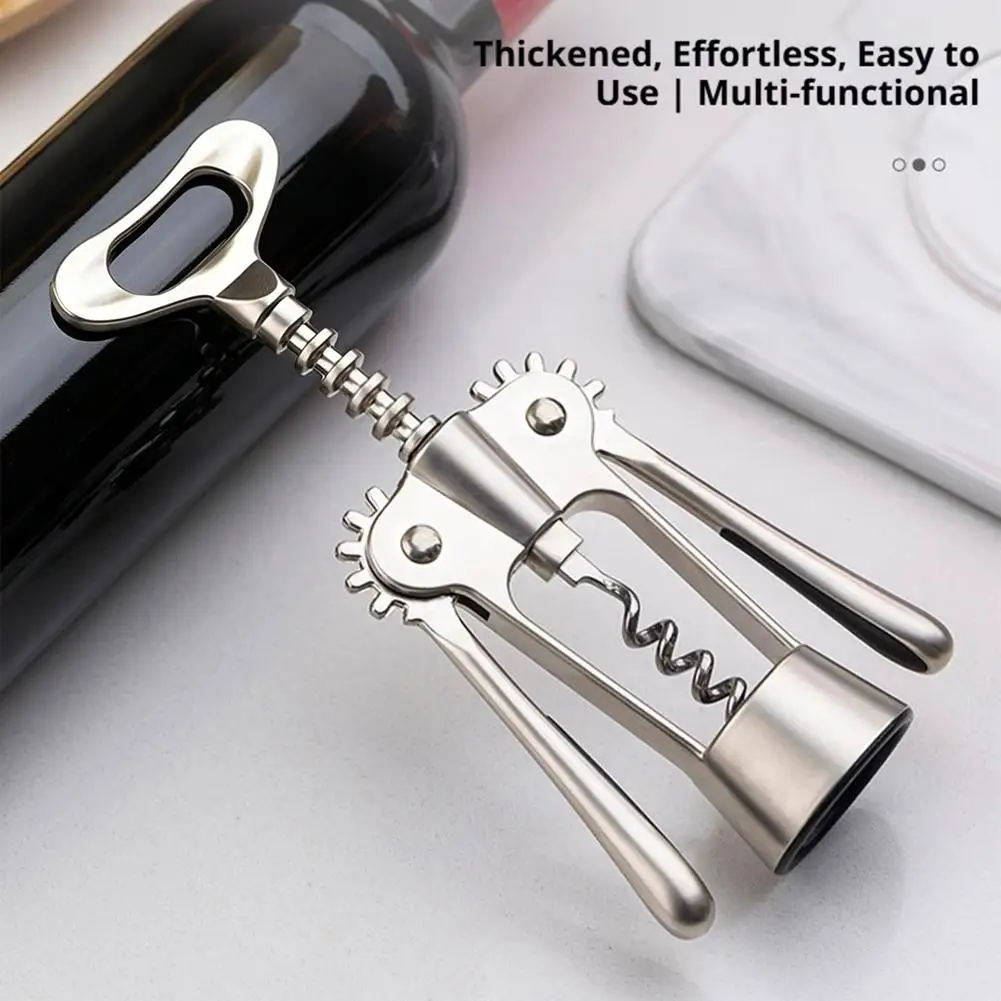 Stainless Steel Wing Wine Corkscrew Labor-Saving Bottle Opener Built-In Beer Cap Lifter Sharp Spiral Smooth Cork Removal Tool ﻿ - view 3