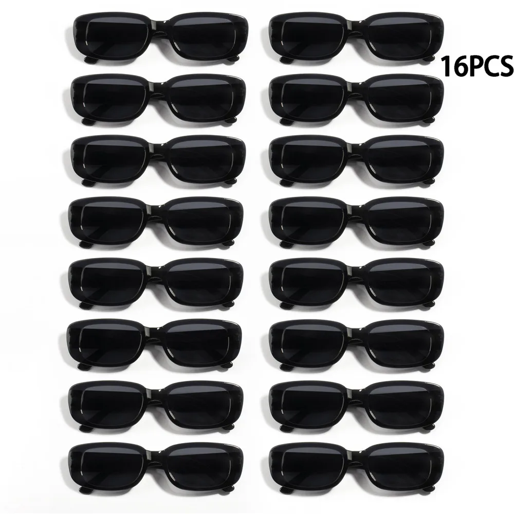 16PCS Vintage Schwarz Quadrat Sonnenbrille Frau Luxus Marke Kleine Rechteck Sonnenbrille Weibliche Gradienten Klar Spiegel Oculos De Sol