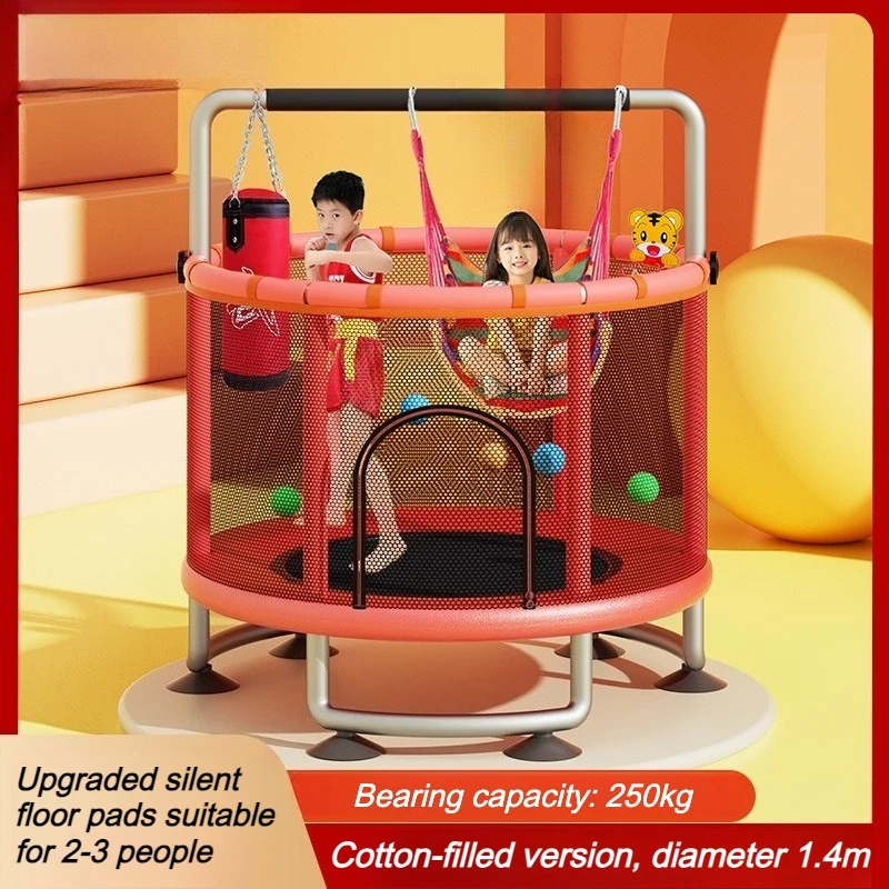 3-8 YHome Use Playroom Kids داخلي ترامبولين صغير - حصيرة قفز آمنة مع شبكة واقية، لعبة لعب للياقة البدنية للأطفال