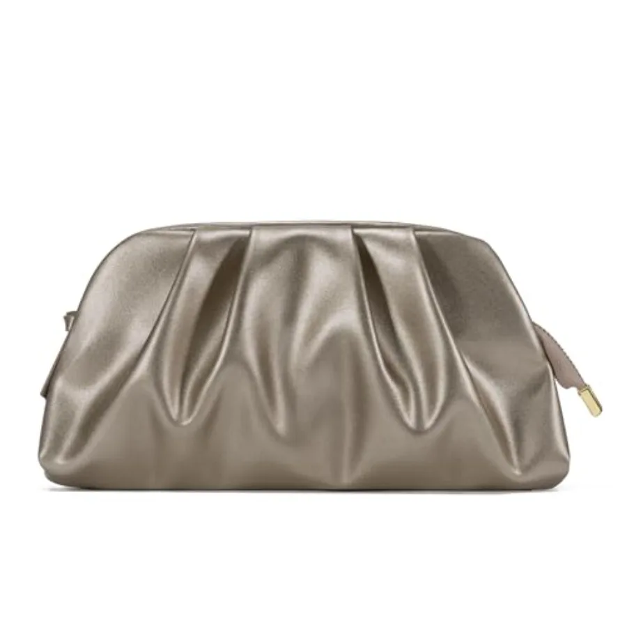 SWEETV CHUNLI Dressy Vegan Leather Clutch Purse for Women Formal Soft Pleated PU Evening Clutch for Weddings Proms
