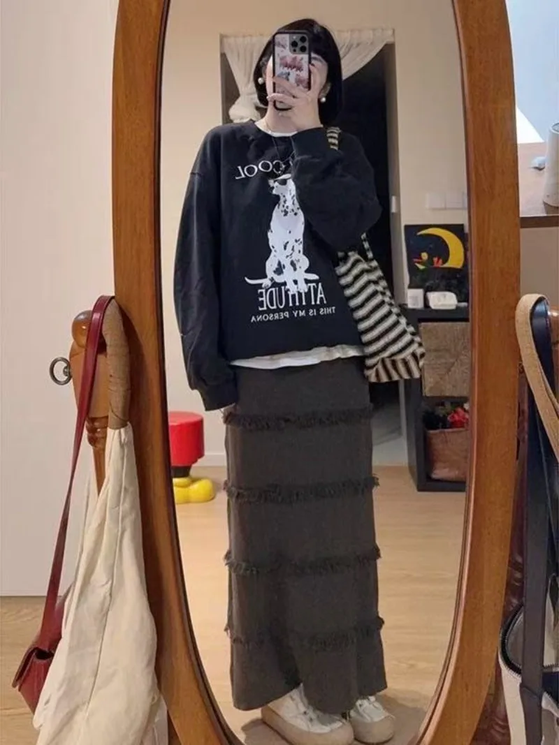 سترة نسائية بغطاء للرأس مطبوعة بأحرف شهيرة للخريف والشتاء، فضفاضة ومريحة وغير رسمية على الطراز الأصلي #3