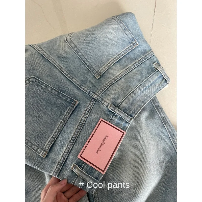 Y2K Baggy Jeans for Women High Waist Loose Straight Leg Trousers Light Color Stretchy Comfort Casual Wide Pants