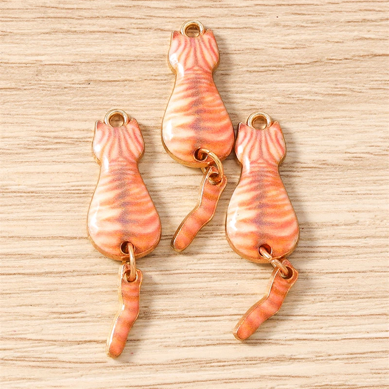 10 Stück 10x35mm Cartoon Emaille Tier Katzen Charms Anhänger zum Basteln von Halsketten, Ohrringen, Armbändern, DIY-Handwerk, Schmuckzubehör – Detail 10