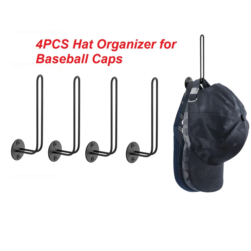 

4pcs Hat Holders Organizer For Baseball Caps Wall Hat Rack Space Saving Holds 10 Caps L -Shaped Hat Hooks Wall Mount Cap Holder