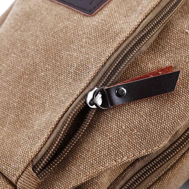 2024 Brand New Men Vintage Canvas Leather Satchel Shoulder Sling Chest Pack Multifunctional Outdoor Small Shoulder Bag