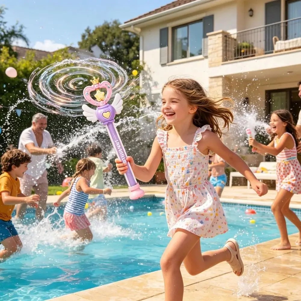 Sparkling Princess Wand Water Heart Decoration Winged Wand Shape Spray Water Refillable Water Tank Push Spray Water Spray Props