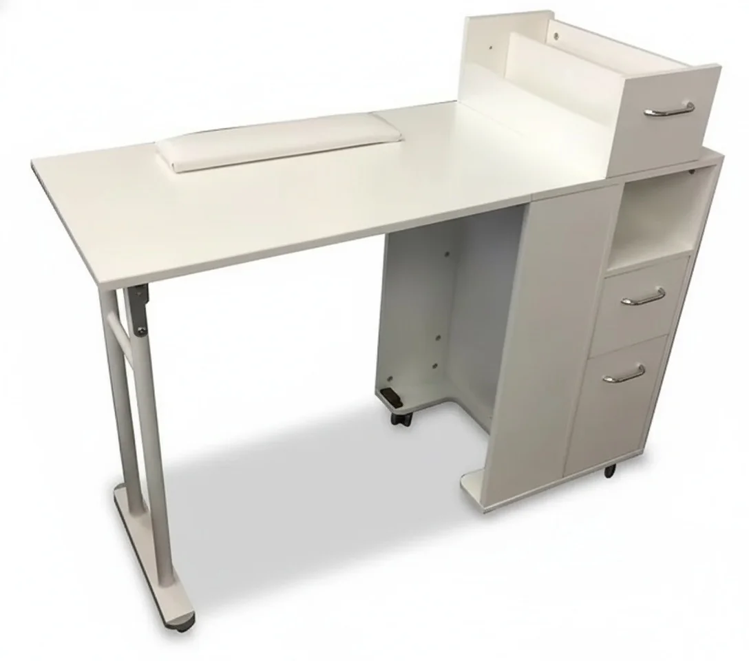 Portable Manicure Table, MDF Wooden Folding Nail Desk, Heavy Duty Manicure Station, Professional Beauty Salon Workstation