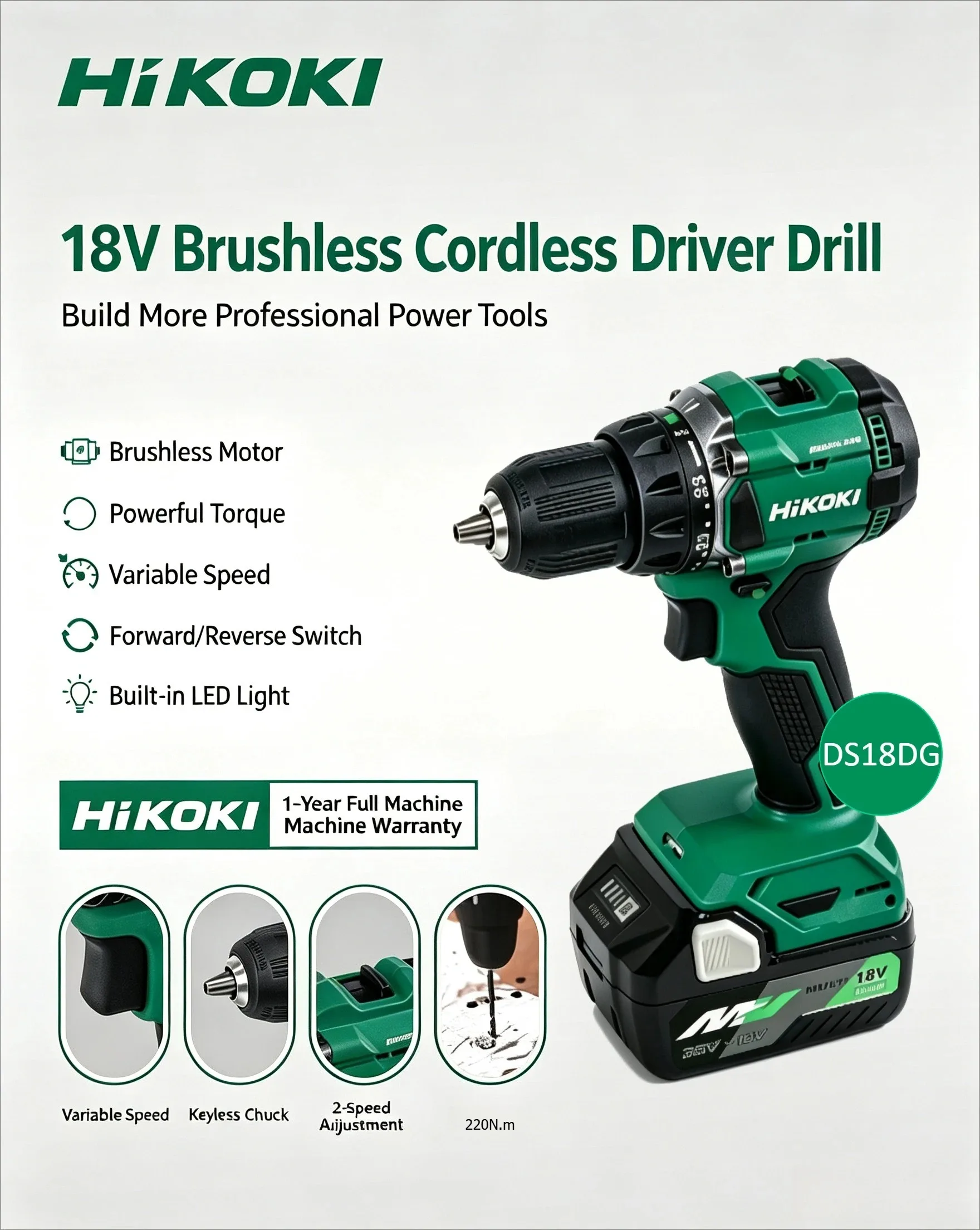 HiKOKI 5.0Ah BSL36A18 Battery With UC18YFSL Charger For Hitachi HiKOKI 36V MV Tools, Multi Volt Li-ion Slide Battery