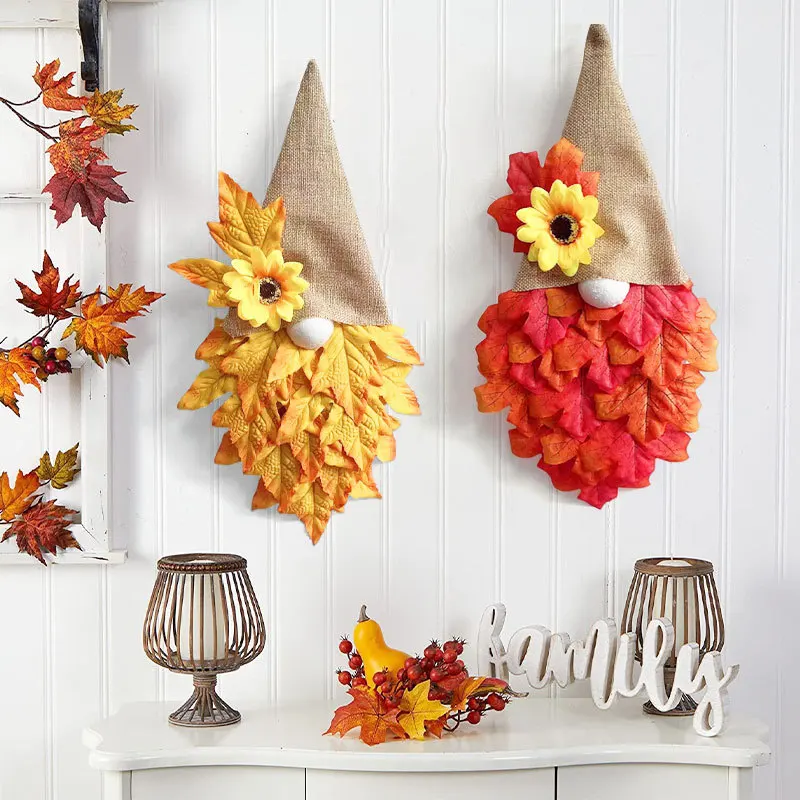 Herbst Thanksgiving gesichtslose Puppe Dekoration Wandbehang Stoff Herbst Ahornblatt hängen Dekoration
