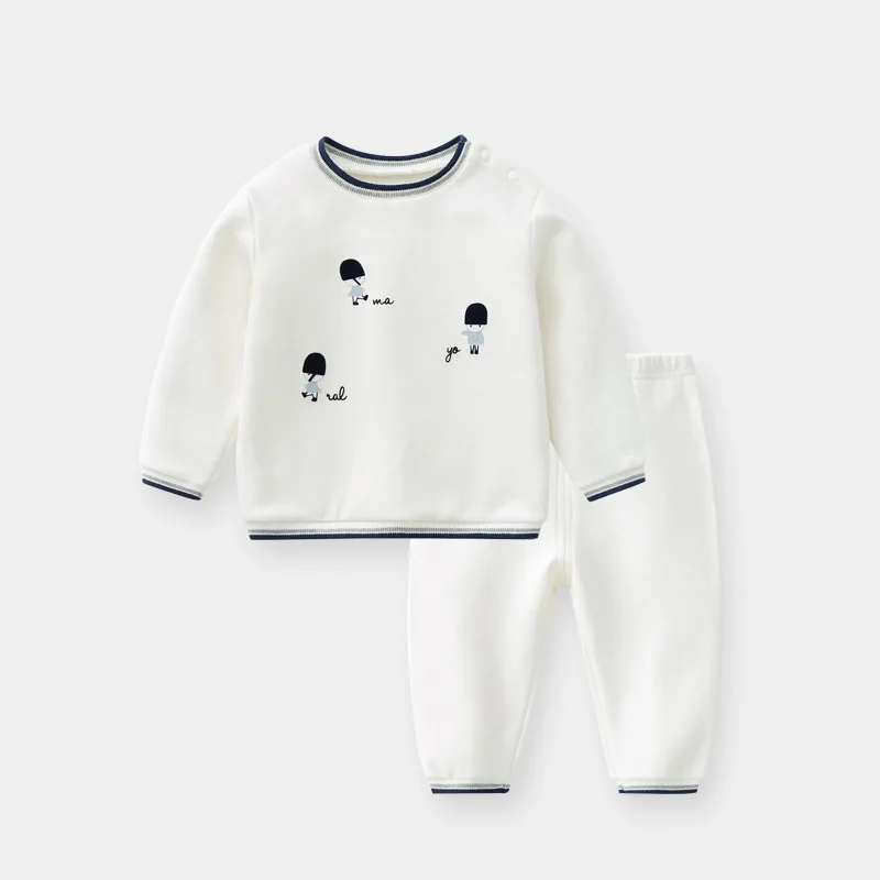 Newborn Baby Girl Clothes Sets 2023 Autumn Infant Top Pant Bottom Suit for Baby Boys Kids White Printed Cotton Children Outfits