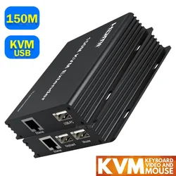 150M HDMI KVM Extender over RJ45 Lan Cat5e/6 Cable HDMI USB Ethernet KVM Extender Transmitter Support Keyboard Mouse for PC DVR