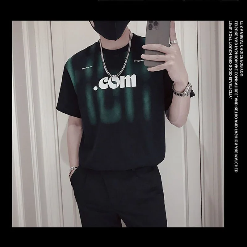 Fashion Printed O-Neck Letter Tie Dye T-Shirt Men's Clothing 2023 Summer New Oversized Casual Pullovers Short Sleeve Tee Shirt