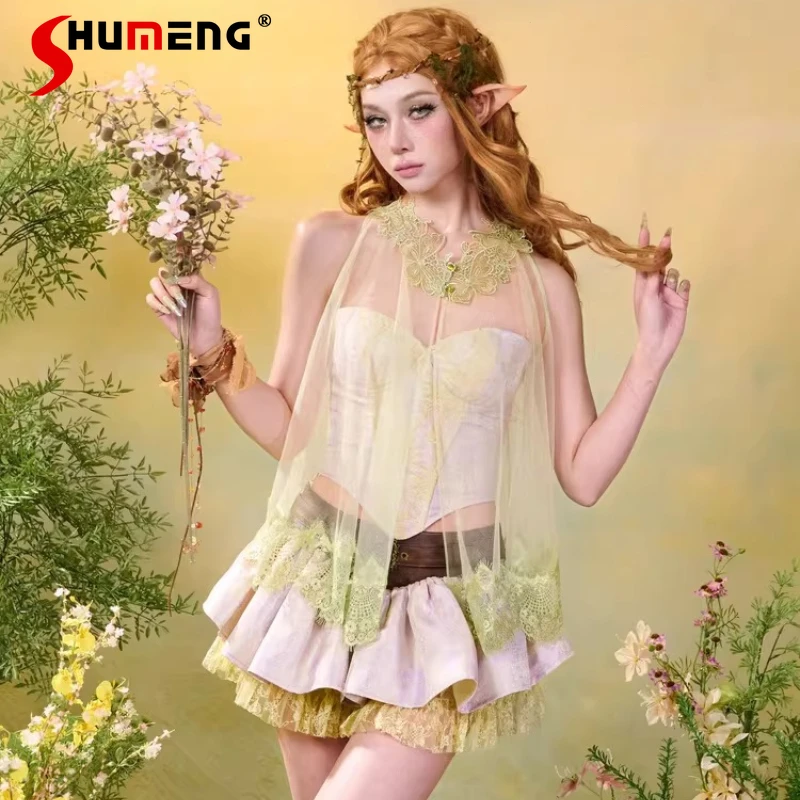 

Японский кардиган в стиле Лолита, тюлевая блузка с эффектом многослойности, весенне-летняя новая рубашка, милая одежда в стиле Y2K для женщин