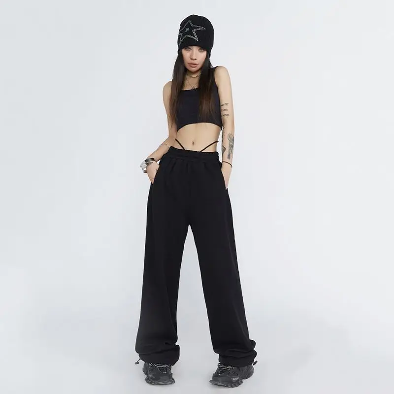 Qweek Frauen y2k baggy Jogging hose Vintage Harajuku hohe Taille weibliche Jogger hose elastische lässige Streetwear übergroße breite Hose