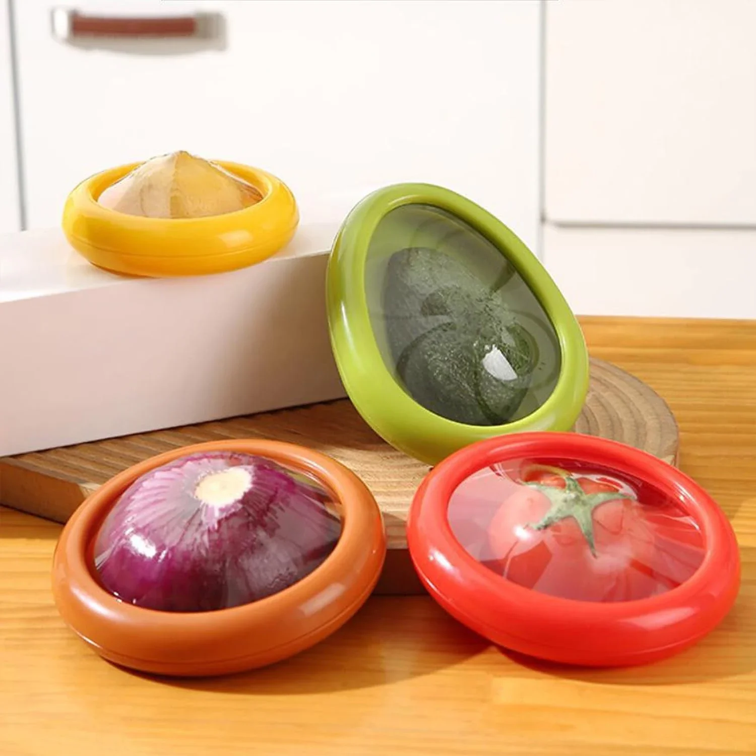 

Reusable Half Cut Fruit Freshing Containers Retractable Film Food Storage Box Vegetable Antioxidation Storage Box Kitchen Tools