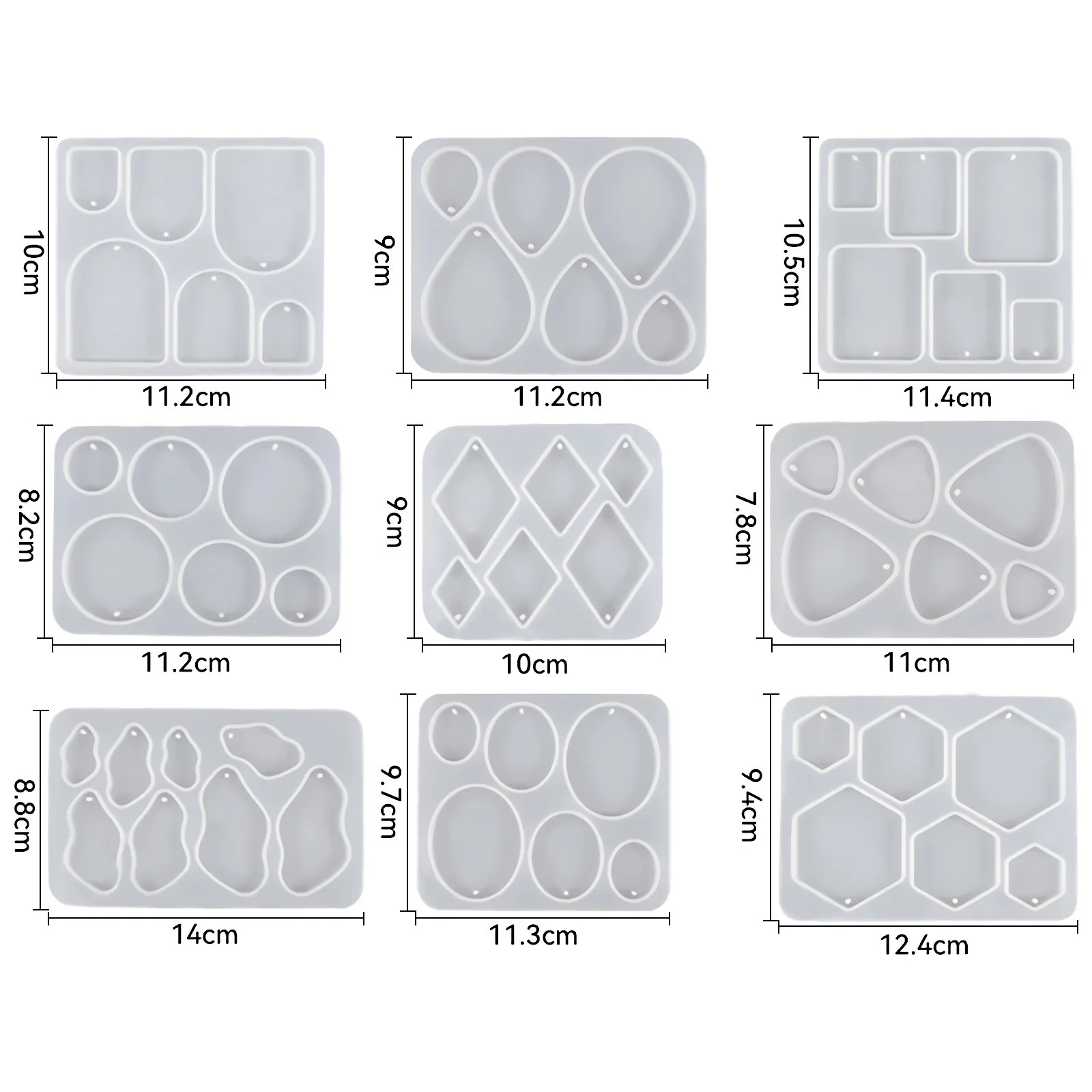 Epoxy Resin Keychain Mold para DIY Fazer Jóias, Brinco, Pingente, Silicone, Moldes, Coração, Folhas, Lua, Encantos, Artesanato