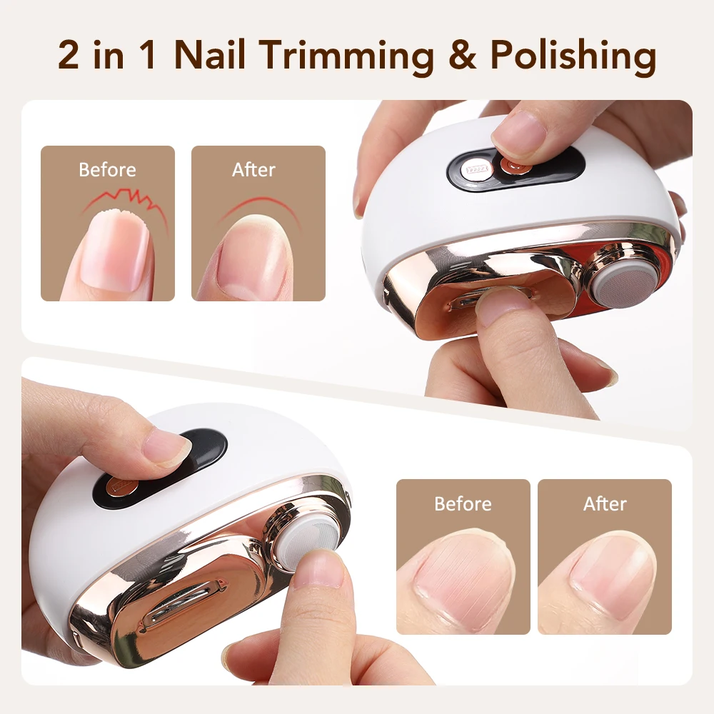 

Automatic Electric Nail Clipper, 2 in 1 Auto Fingernail Cutter & Polishing Grinder for Baby Senior Adults, 3-Speed Nail Trimmer