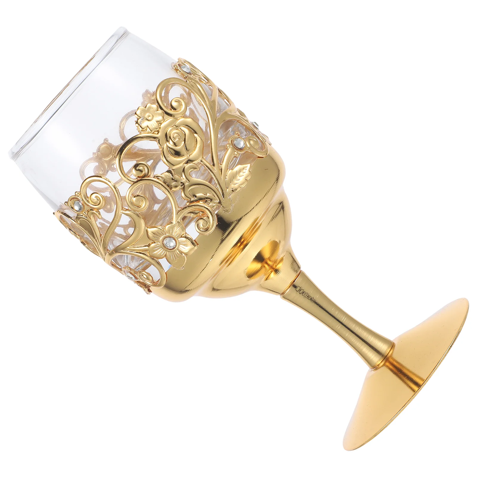 

Golden Retro Floral Glasses Glass Goblet Whiskey Vintage Metal Drinkware for Parties Weddings Festivals Picnics Buffets