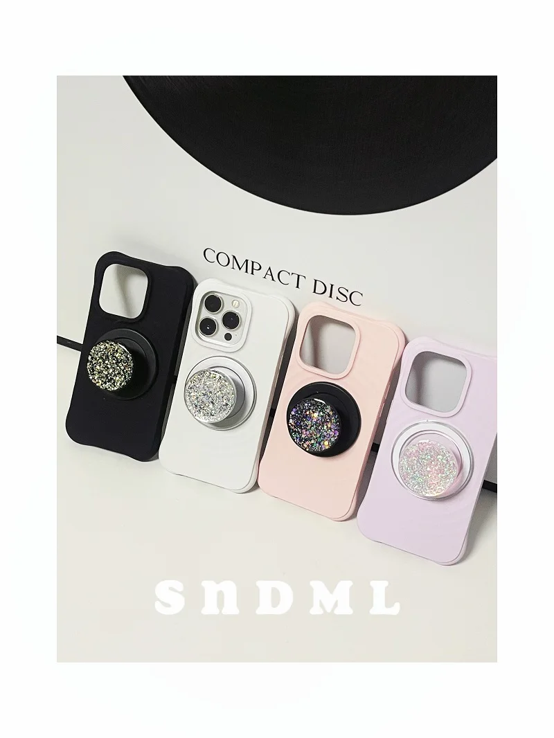 Glitter Bow Flower Magnetic Stand Colorful Laser Popular Phone Grip Folding Holder For iPhone 13 Samsung Crystal Stretch Bracket