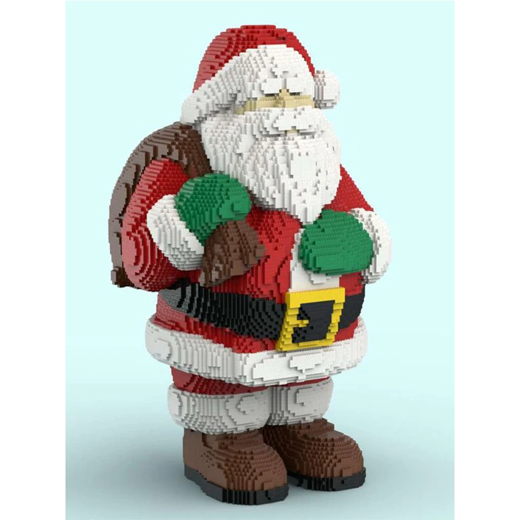 MOC-128622 modello di scultura di babbo natale con disegni PDF blocchi di costruzione mattoni giocattoli educativi fai da te per bambini regali di natale di compleanno