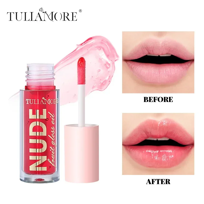 Nude Lip Gloss, Mirror Pearl Lip Gloss, Moisturizing Candy Lip Stain, 4 Natural Shades, Sheer Lip Oil for Bare-Face Makeup