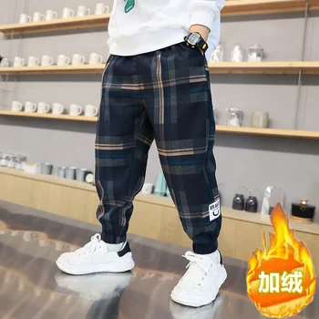 Fleece Plaid Kids Pants 1