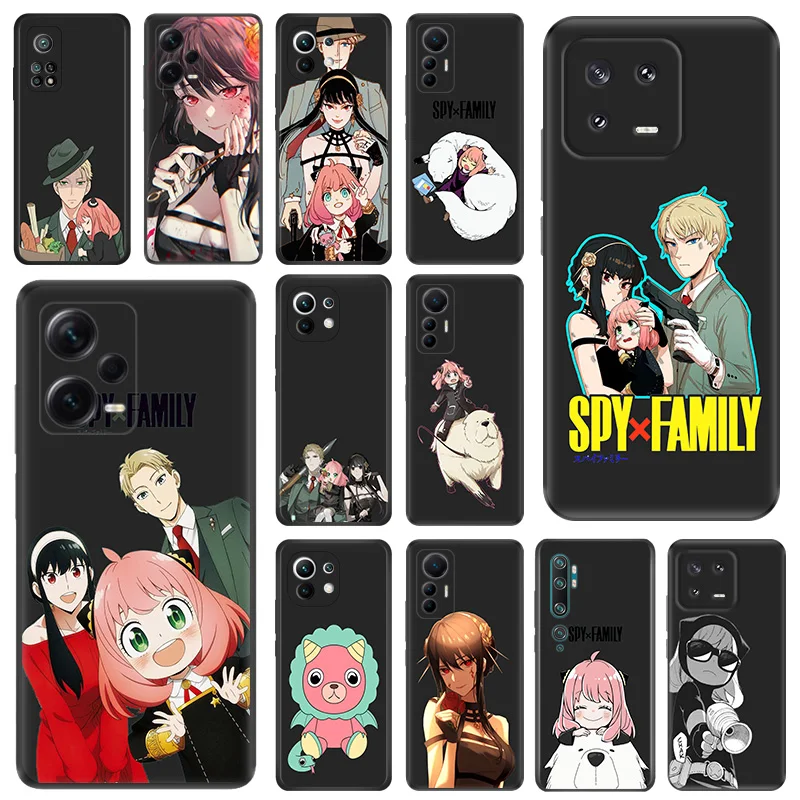 Black Matte Phone Case for Redmi Note12 Note13 4G 5G Xiaomi 13 12 Pro 12C 12X 12T 13C 12S Lite Anime Spy × Family Soft Cover