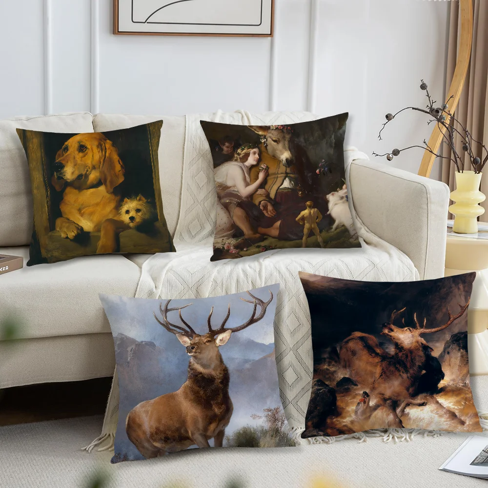 Чехол для подушки Painter E-Edwin L-Landseer с принтом, для украшения дивана, дома, автомобиля, комнаты, кофейни, офиса, в скандинавском стиле, минимализм