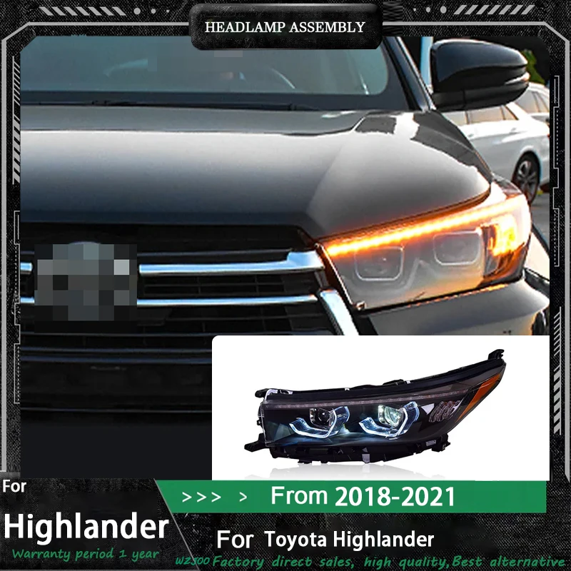 Car Headlight Styling FOR Toyota Highlander 2018-2021 Front Light DRL Head Lamp Upgrade LED HID Projector Lens Auto Accessories