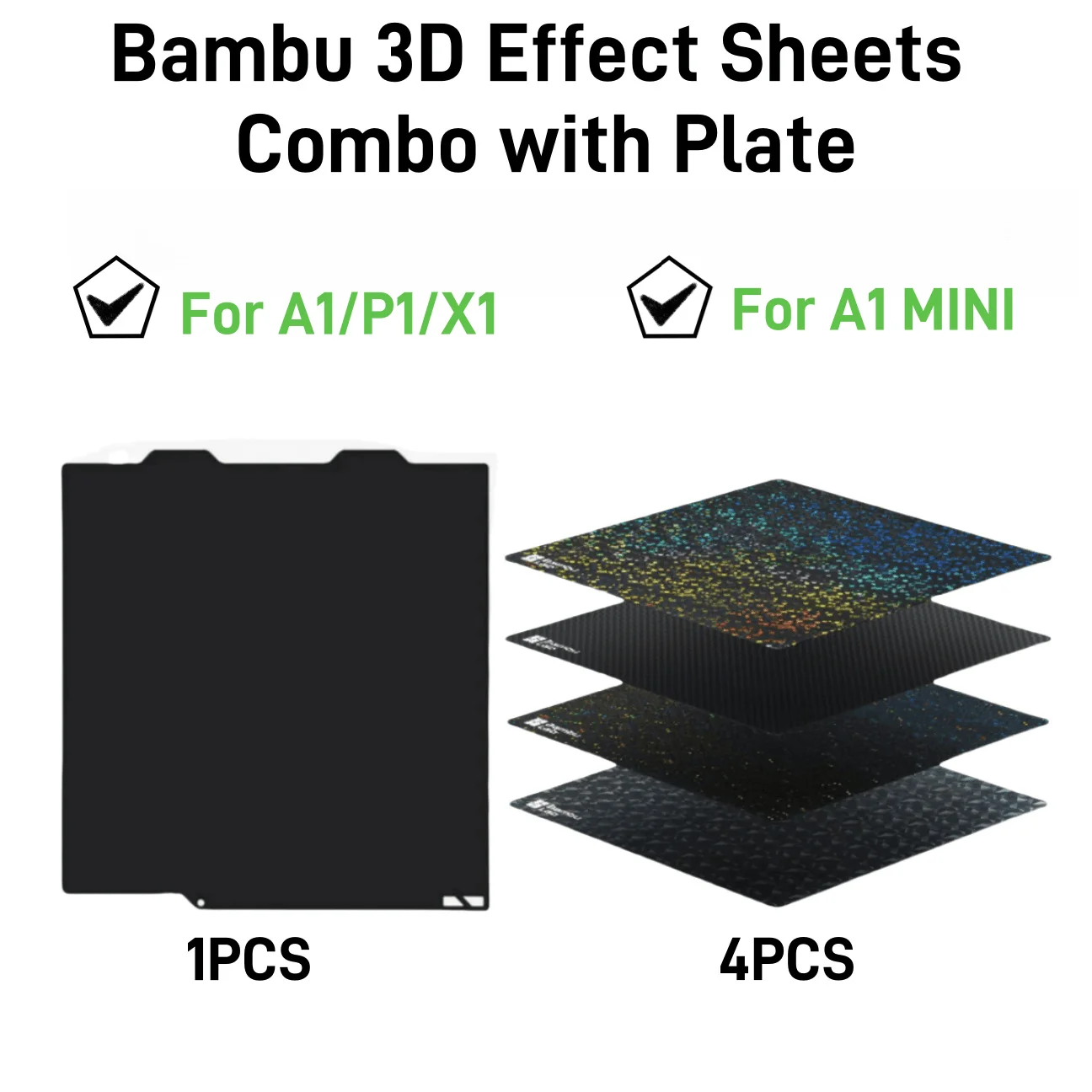 

Лабораторный 3D принтер Bambu для A1/X1/P1/A1 Mini 1 шт. стальная пластина с 4 шт. листами 3d-эффектов комбинированные аксессуары для 3D принтера сборная пластина