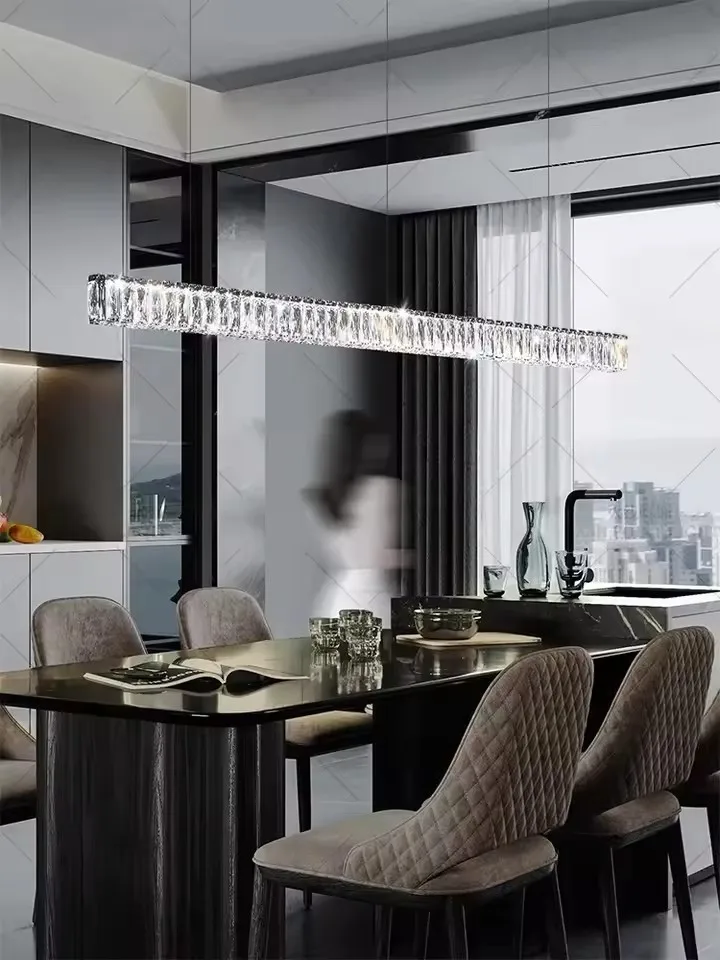 Light Luxury Restaurant Pendant 2025 New Long And Atmospheric Dining Table Bar Desk Lamp Light Luxury Crystal Pendant Lamp LED - Image 4