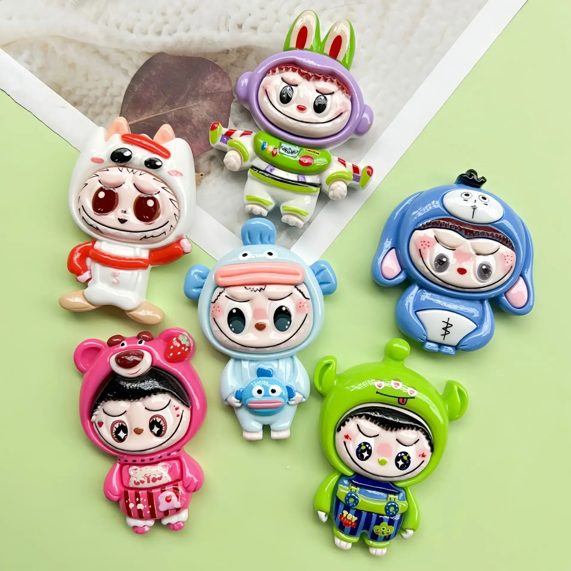 2Pcs Cute shidizai Cartoon Resin Flatback Handmade Resin Accessories Crafts Materials Scrapbooking Embellishments