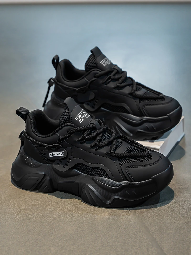 

Black Samurai Men's Shoes Summer Anti-Slip Thick Bottom Casual Trendy All-Match Sports Heightening Black Dad Shoes