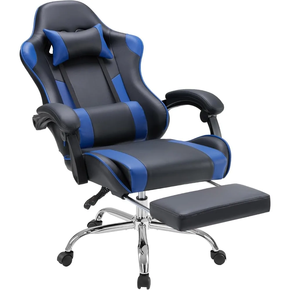 كرسي مكتب ألعاب DUMOS مع مسند للقدمين ومسند للرأس للبالغين، كرسي كمبيوتر فيديو مريح من جلد البولي يوريثان مع ذراع ربط #1