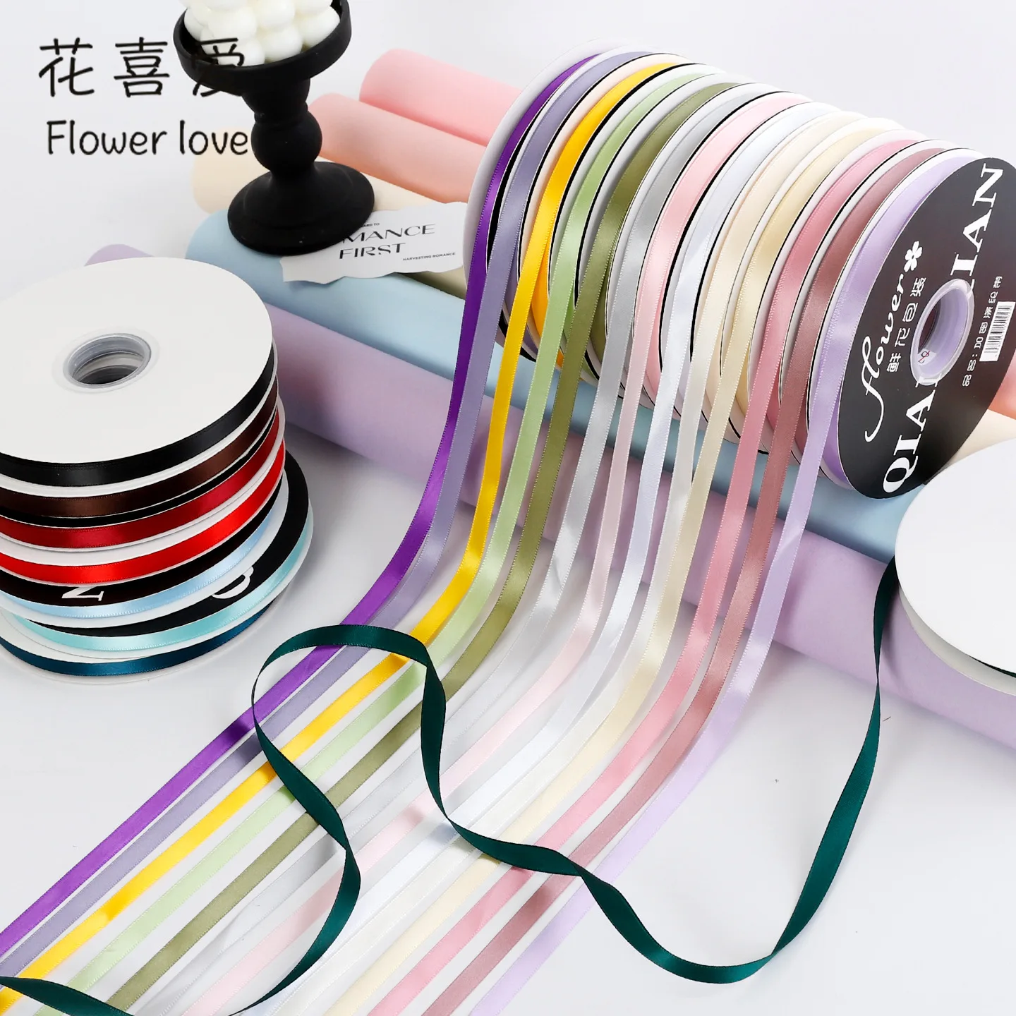 Pure Polyester Sari Ribbon Large Plate Macaron Color Bouquet Gift Bow Knot Satin Ribbon Flower Wrapping Binding Creative Summ...
