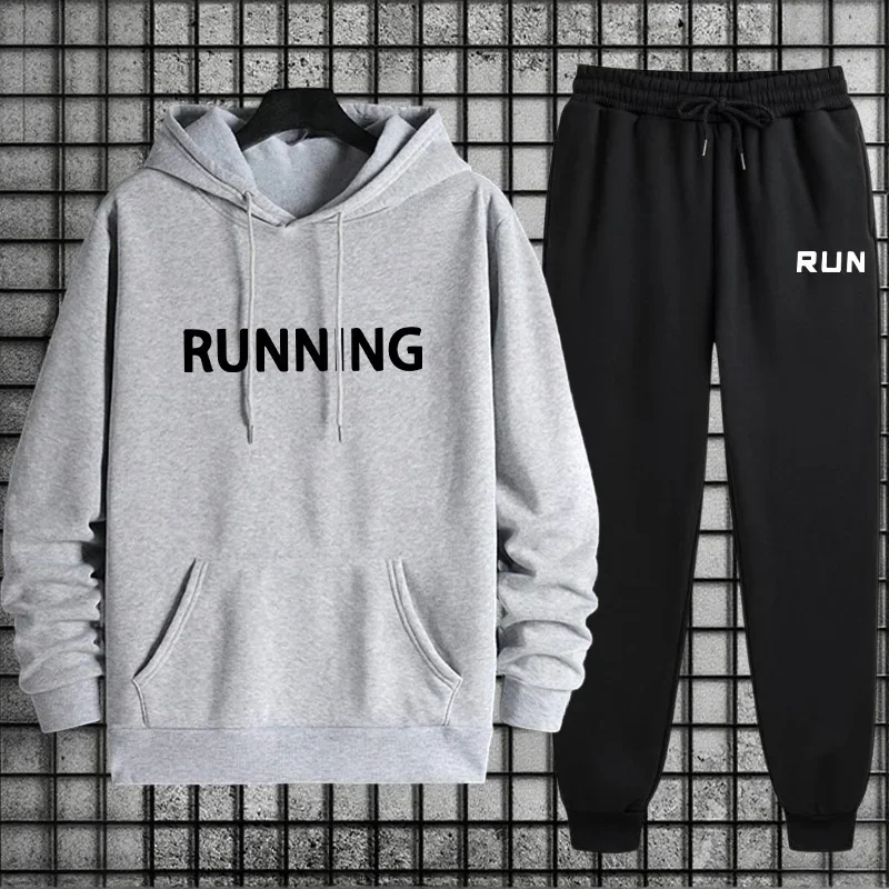 2025 New Tracksuit for Men Hoodies and Sweatpants Urban Casual Fashion Sportswear Male Autumn Training Sports Set Men's Clothes