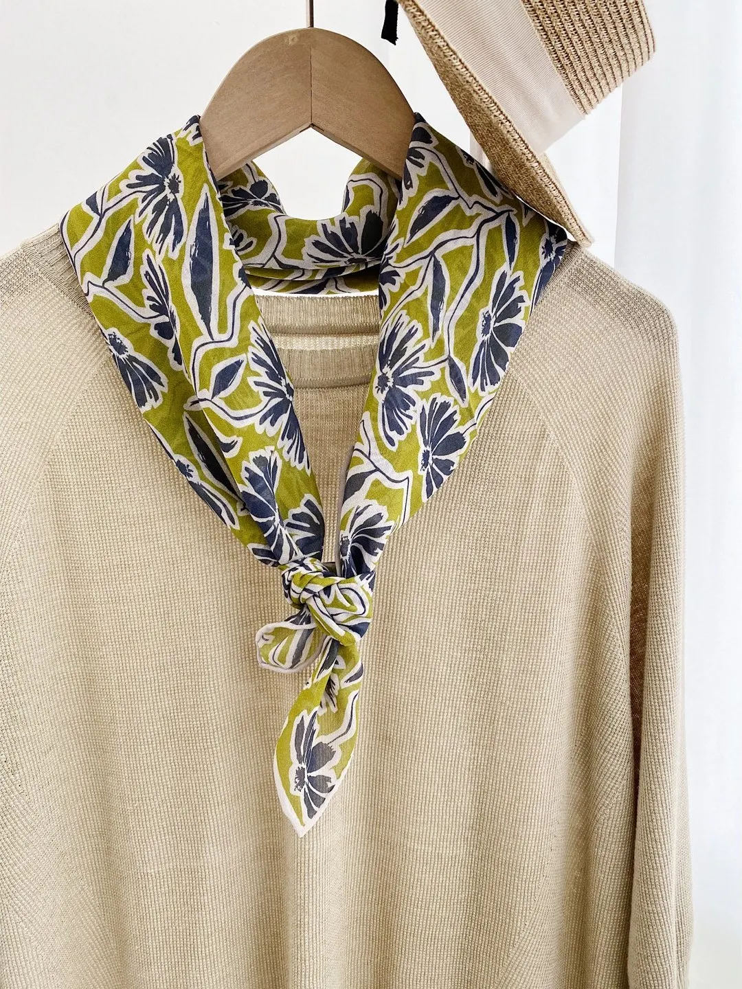 lightweight-hand-drawn-print-silk-scarf-65cm-square-shawl-artistic-style-spring-summer-autumn-casual-wear-pure-silk