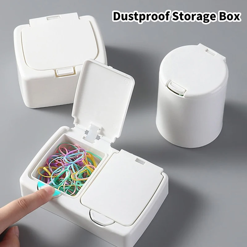 Desktop Storage Box Mini Cotton Swab With Lid Student Cosmetic Cotton Plastic Dustproof Student Sundries Finishing Box