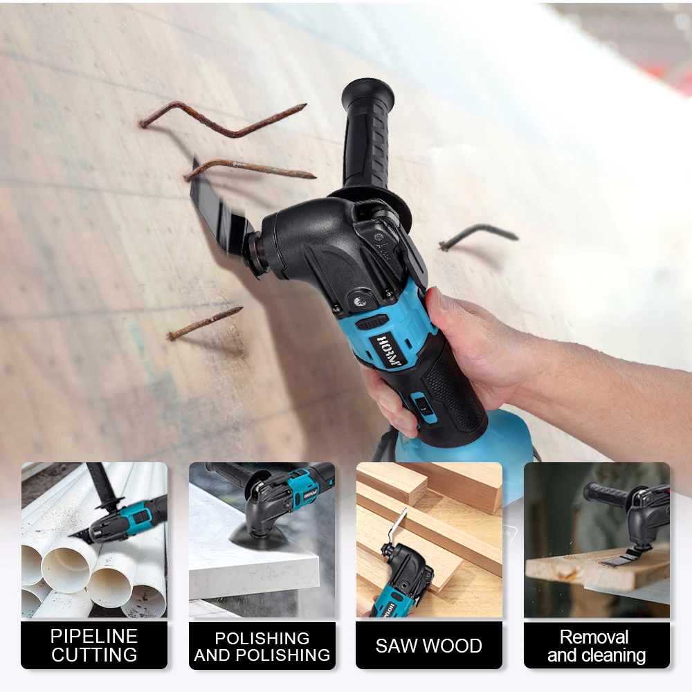 Imagem -04 - Brushless Oscilante Ferramenta Multi-função Serra Elétrica Aparador pá Corte Carpintaria Cortador para Makita Bateria 18v