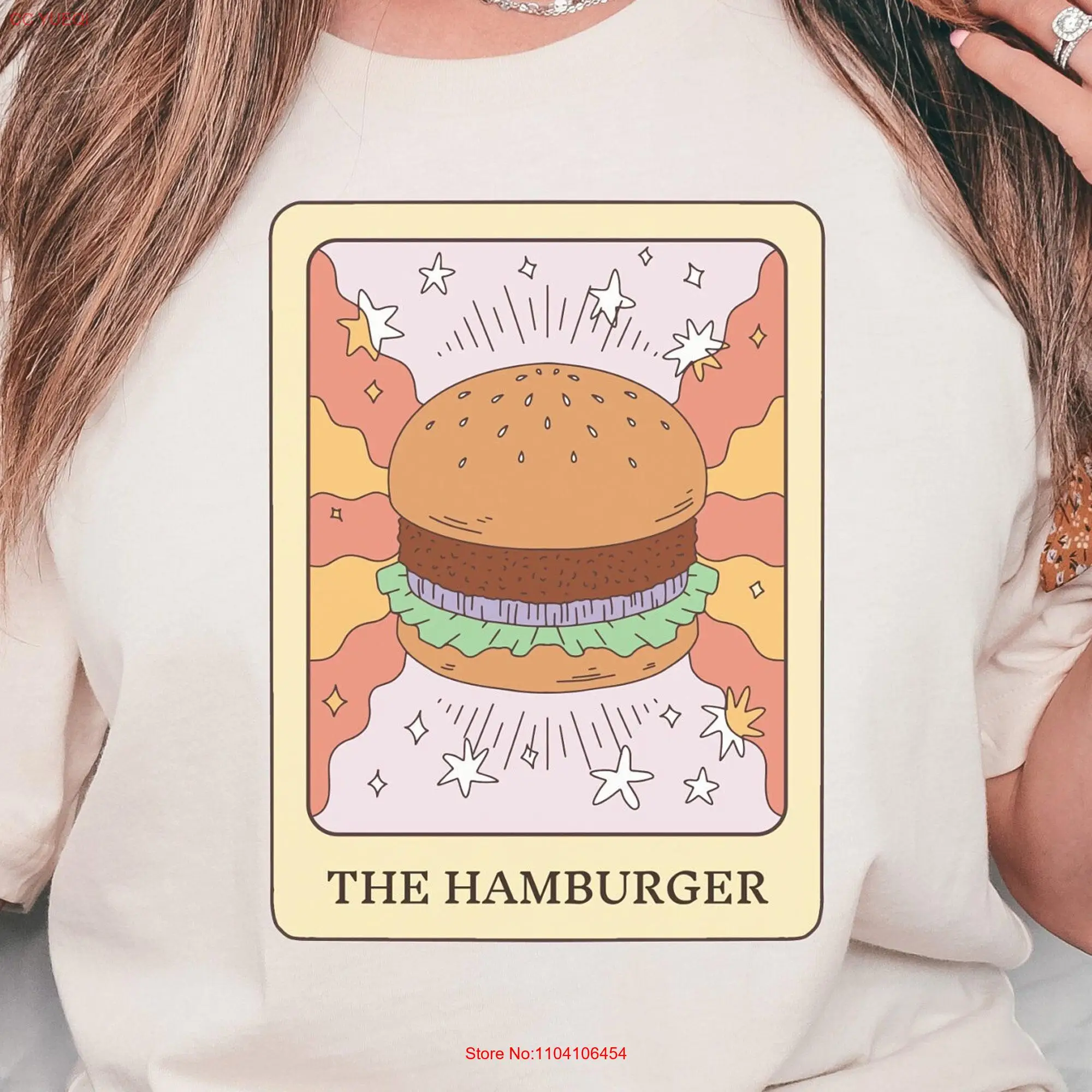 

Футболка Hamburger Cheeseburger TaroT Funny Food Card Burger Lover с длинными или короткими рукавами