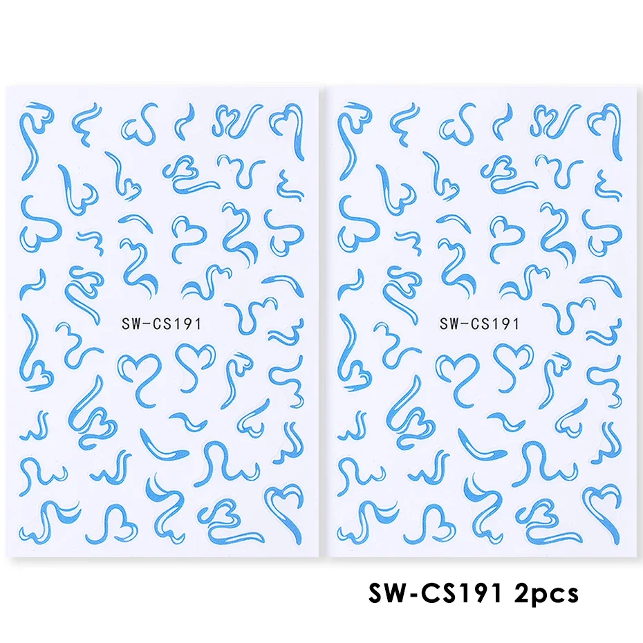 2 stuks zoete element nail art stickers eenvoudige bloem hart kersen aardbei kawaii stickers kleurrijke boog vlinder manicure sliders
