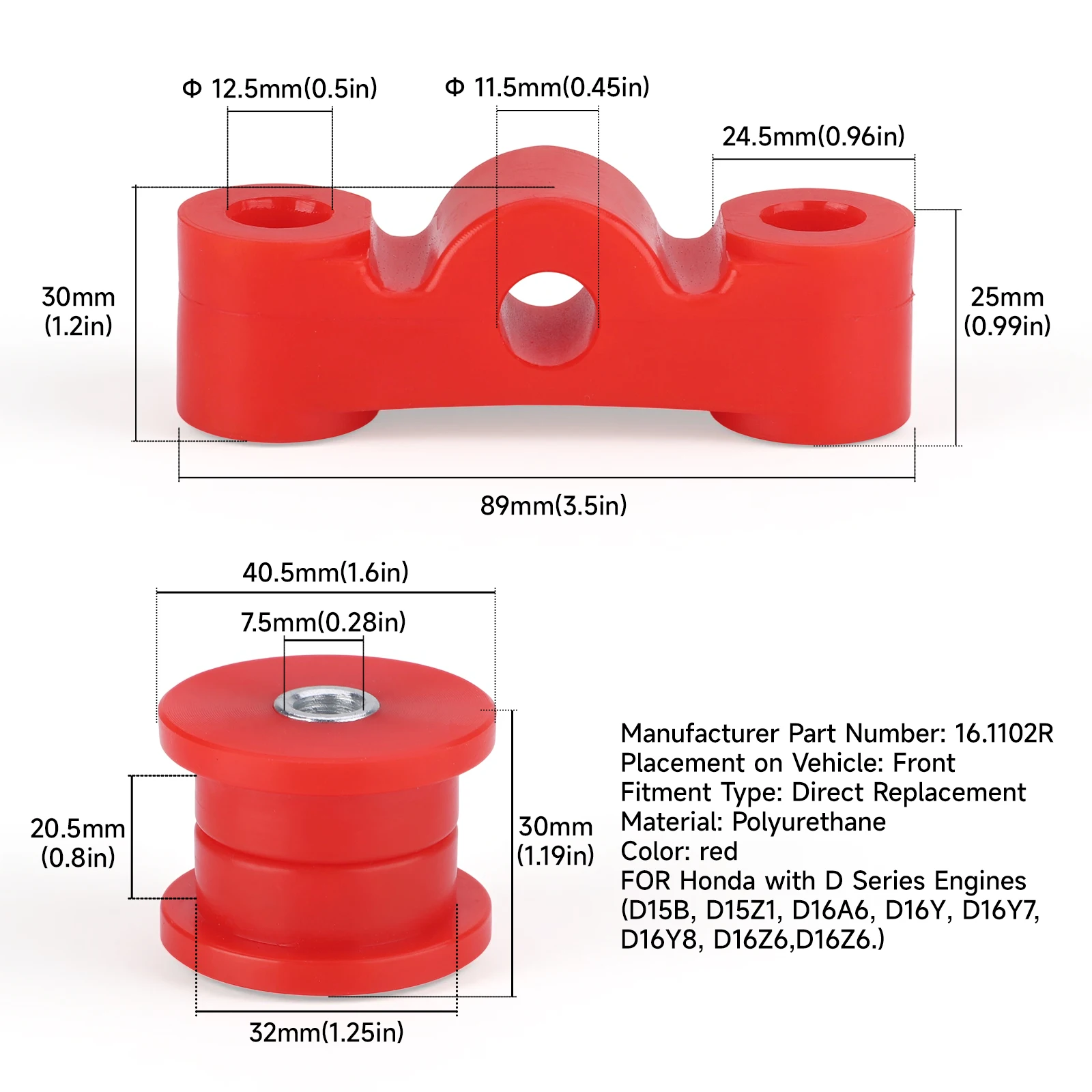 Red D-Series Polyurethane Shifter Bushings For Honda Civic EG EK 1992-2000 D15 D16 Engine Replacement Shift Linkage Bushings 2