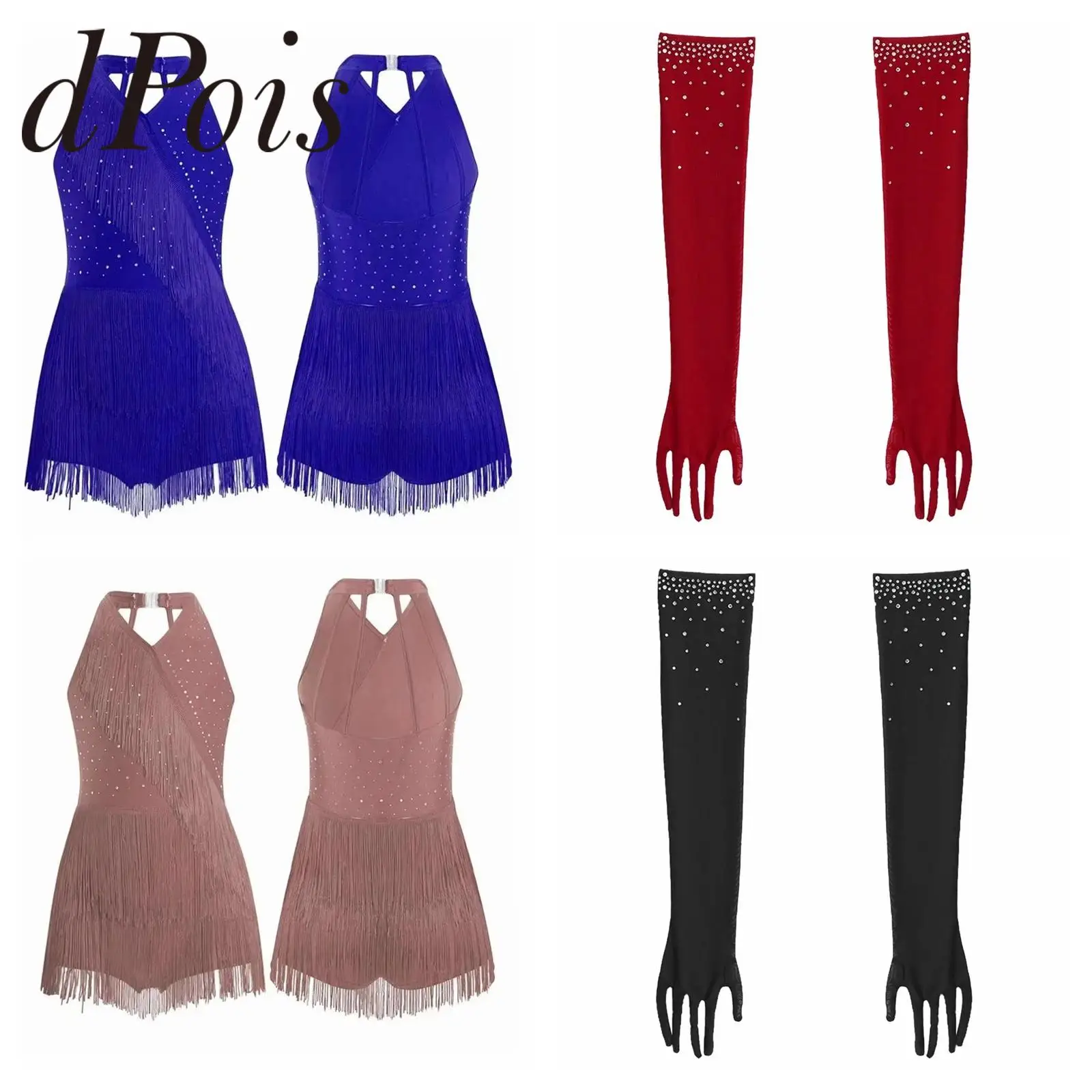 

Детский костюм для латинских танцев для девочек, трико с бахромой для танго, комбинезон с кисточками для румбы, детская танцевальная одежда для чача, тренировочная одежда для выступлений