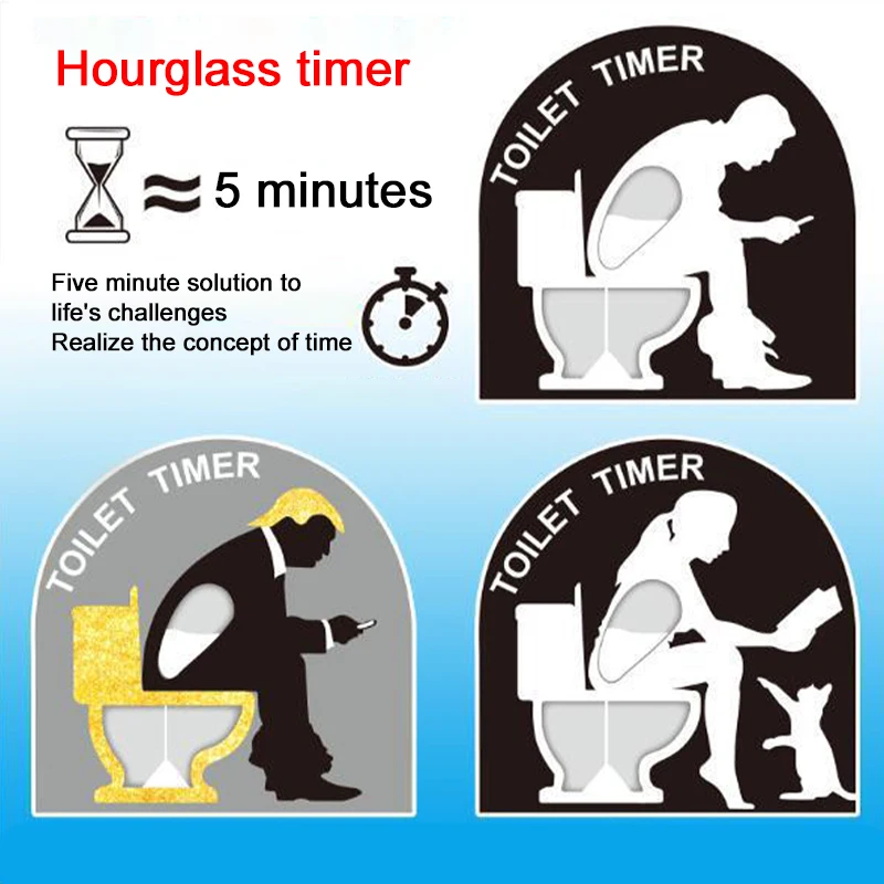 5 Minute Hourglass Timer Creative Toilet Hourglass Sand Clock Timer Novelty Reminder Timer Manage Time Birthday Christmas Gift