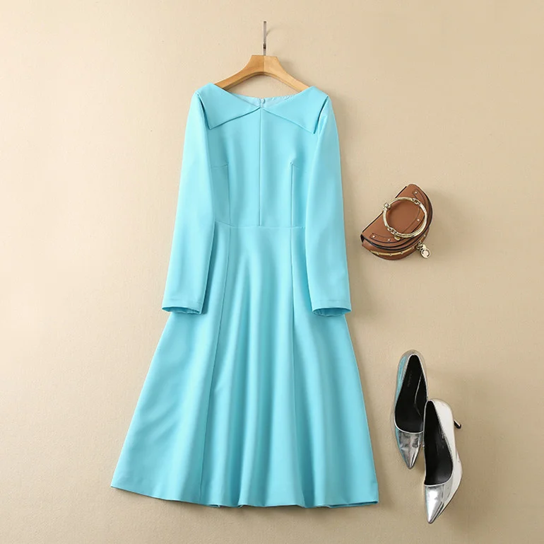 Princess Kate Middleton Luxury Elegant Dress Women Long Sleeve Spring Fall Pockets Designer Office Lady Formal Casual Dresses