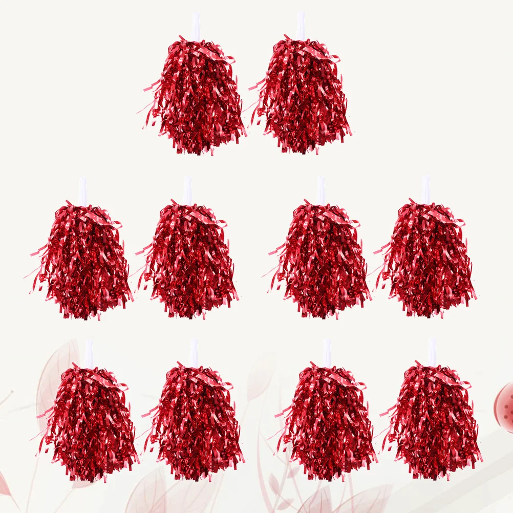 

10 pcs 5 Pairs 25G Cheerleader Pom Poms Plastic Lightweight Glossy Smooth Handle For College High School Sports