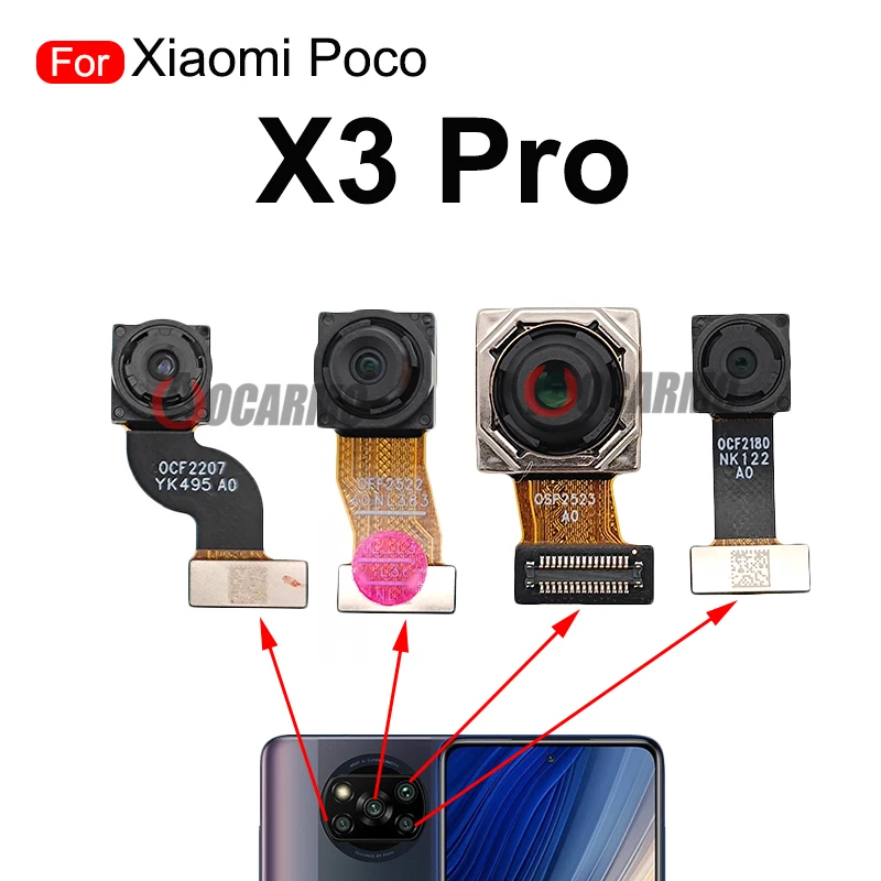 Aocarmo For Xiaomi Poco X3Pro x3 Pro Back Main Camera And Ultra-Wide Macro Rear Depth Cameras Front Camera Flex Replacement Part