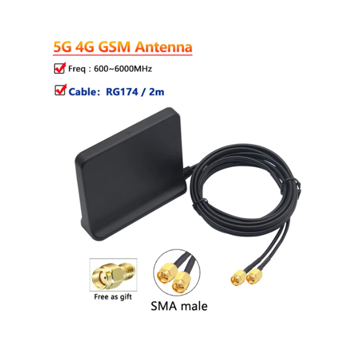 Signal Boost 5G 4G LTE 3G GSM Mimo Aerial High Gain 12Dbi 600-6000Mhz External Omni WiFi Antenna(Black SMA