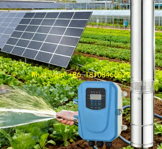 Cabezal de bomba de pozo profundo solar con controlador MPPT para tasa de flujo de riego de huerto de frutas montañosas: cabezal de 10M3/h/profundidad de pozo: 198m